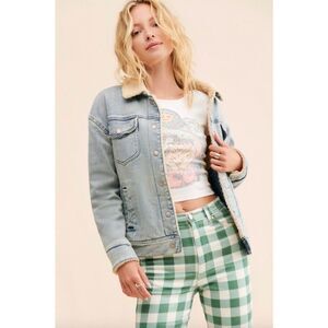 Faherty Riverlands Sherpa Denim Trucker Jacket Women's M